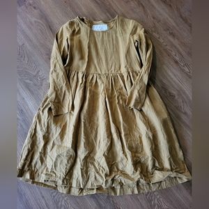 Not Perfect Linen Amber Yellow Smock Dress Size Small